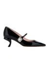 Roger Vivier Virgule 55 Crystal-embellished Patent-leather Mary Jane Pumps In Black