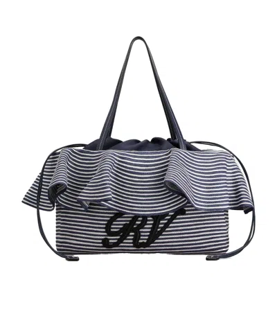 Roger Vivier Medium Shopping Bag In Raffia In Multi