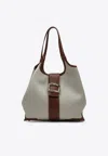 Roger Vivier Medium Viv' Choc Tote Bag In Beige