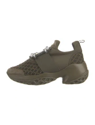 Pre-owned Roger Vivier Mesh Accents Athletic Sneakers In Green