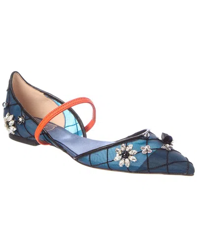 Roger Vivier Mesh & Leather Flat In Multi