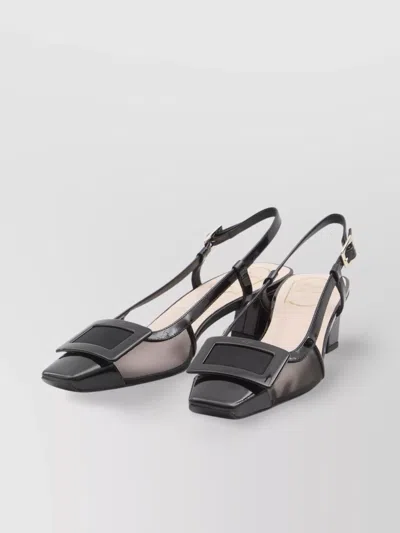 Roger Vivier Mesh And Patent Leather Slingback Pumps