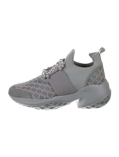 Pre-owned Roger Vivier Mesh Crystal Embellishments Sneakers In White
