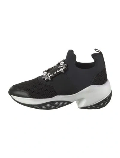 Pre-owned Roger Vivier Mesh Graphic Print Sneakers In Black