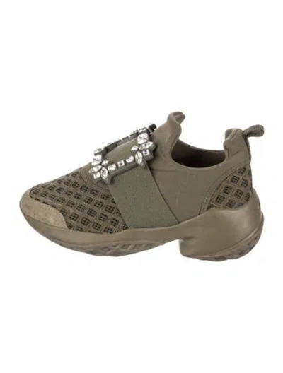 Pre-owned Roger Vivier Mesh Graphic Print Sneakers In Green