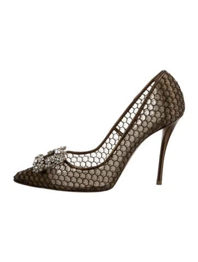 Pre-owned Roger Vivier Mesh Lace Pattern Pumps In Neutral