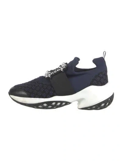 Pre-owned Roger Vivier Mesh Patterned Chunky Sneakers In Blue