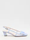 Roger Vivier Belle Vivier Buckled Patent-leather And Mesh Slingback Pumps In Blue