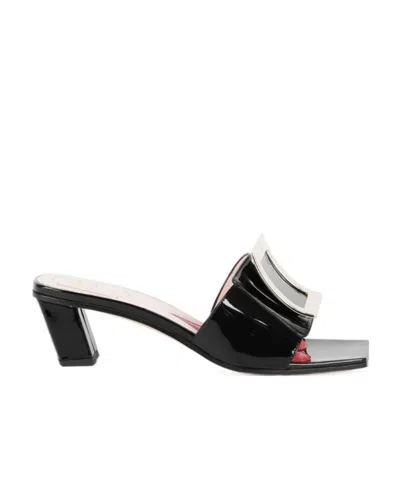 Roger Vivier Metal Buckle Sandals In Black