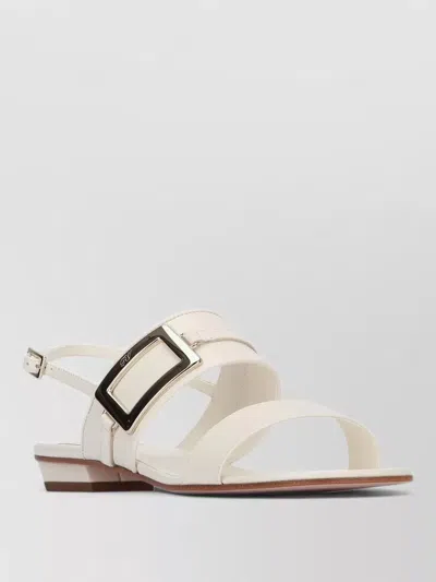 Roger Vivier Metal Buckle Slingback Open Toe Sandals In Metallic