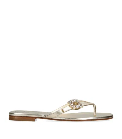 Roger Vivier Metallic Leather Embellished Sandals In Gold
