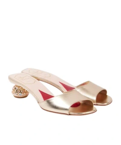 Roger Vivier Metallic Mules In Nude