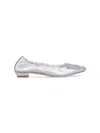 Roger Vivier Metallic Silver Leather Ballerina Flats With Draped Detailing In Silver