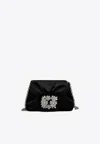 Roger Vivier Embellished Foldover Top Crossbody Bag In Black
