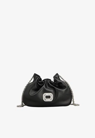 Roger Vivier Micro Pilgrim Bucket Bag In Nappa Leather In Black