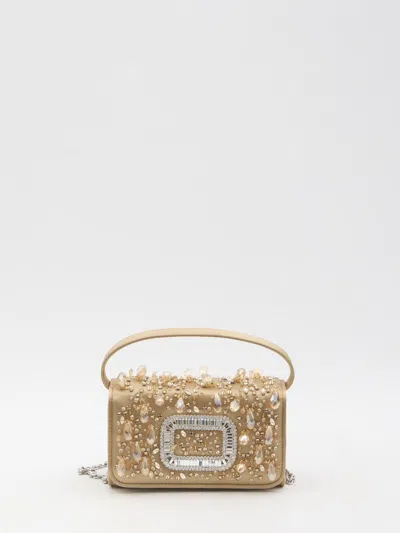 Roger Vivier Micro Pilgrim Chandelier Bag In Beige
