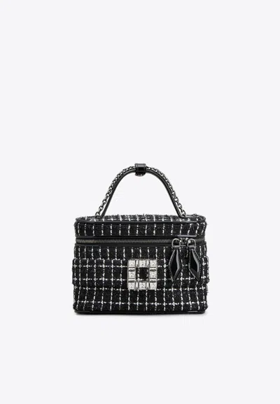Roger Vivier Micro Très Vivier Vanity Top Handle Bag In Black