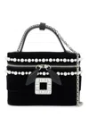 Roger Vivier Micro Vanity Embellished Top Handle Bag In Black