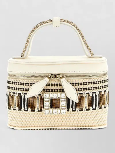 Roger Vivier Vanity Tres Vivier Zipper Shoulder Bag In Brown