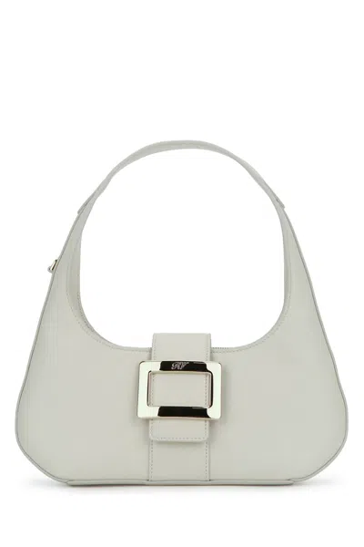 Roger Vivier Mini Belle Vivier Hobo Handbag In Gray