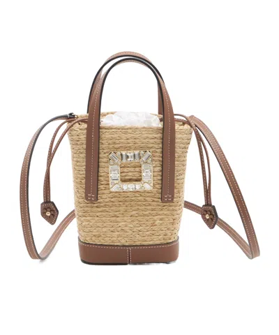 Roger Vivier Mini Bucket Bag In Nude