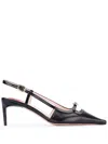 Roger Vivier Mini Buckle Leather Slingback Pumps In Black