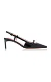 Roger Vivier 55mm Mini Buckle Leather Slingbacks In Black