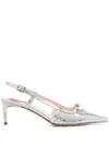 Roger Vivier Small Buckle Slingback Pumps In Silver