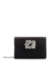 Roger Vivier Mini Clutch Bag With Rhinestone Bouquet In Black