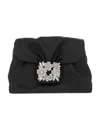 Roger Vivier Mini Drapé Ruched Buckle-detail Clutch Bag In Black
