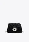 Roger Vivier Mini Efflorescence Satin Clutch Bag In Black
