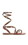 Roger Vivier Mini Flower-embellished Leather Sandals In Brown