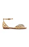 Roger Vivier Mini Flower-embellished Leathers Sandals In Gold