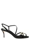 Roger Vivier Strass Sandals Slingback Straps Mini Flowers In Black