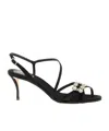 Roger Vivier Strass Sandals Slingback Straps Mini Flowers In Black