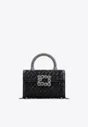Roger Vivier Mini Jewel Efflorescence-buckle Sequined Bag In Black