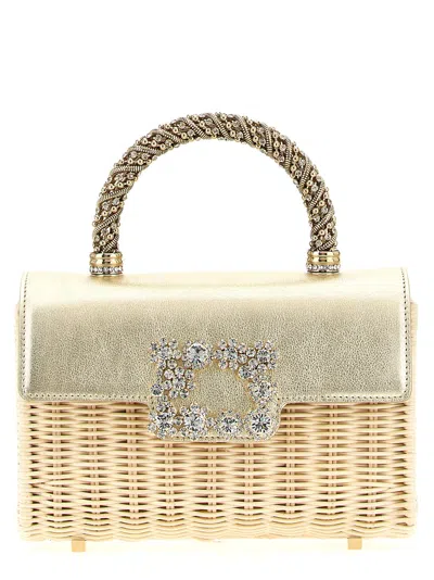 Roger Vivier Mini Jewel Efflorescence Handbag In Gold