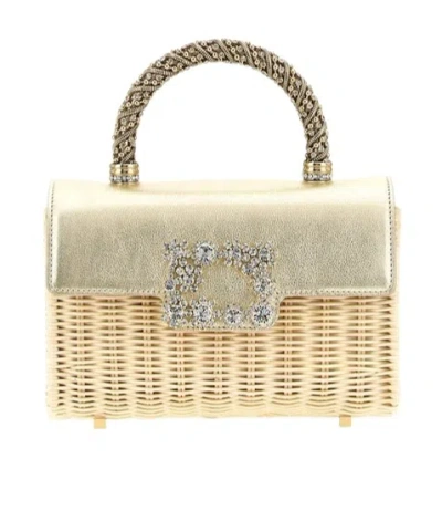 Roger Vivier Mini Jewel Efflorescence Handbag In Gold