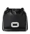 Roger Vivier Mini Leather Pilgrim Bucket Bag In Black