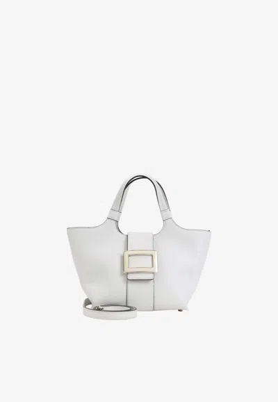 Roger Vivier Mini Leather Top Handle Bag In Brown