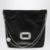 Roger Vivier Mini Pilgrim Black Leather Bag In Black