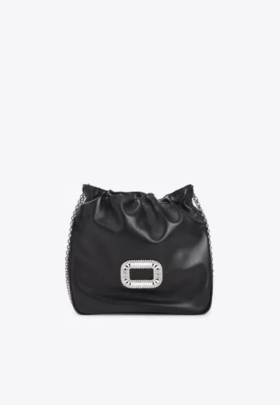 ROGER VIVIER MINI PILGRIM CRYSTAL BUCKLE LEATHER BAG