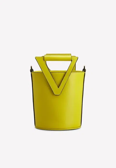 Roger Vivier Mini Rv Bucket Bag In Leather In Yellow