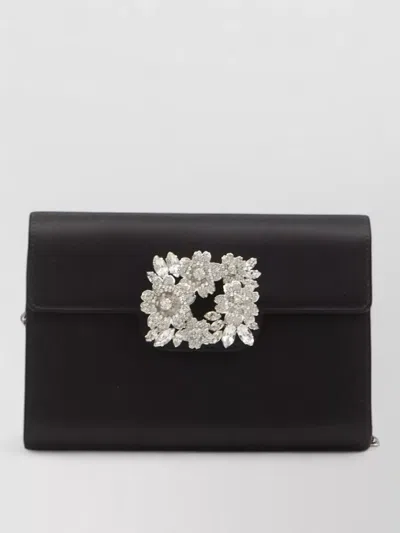 Roger Vivier Mini Satin Clutch Efflorescence Crystal Buckle