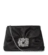 Roger Vivier Mini Satin Efflorescence Clutch Bag In Black