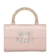 Roger Vivier Mini Satin Strass Clutch Bag In Beige