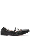 Roger Vivier Mini Strap Strass Leather Ballet Flats