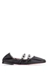 Roger Vivier Mini Strap Strass Leather Ballet Flats