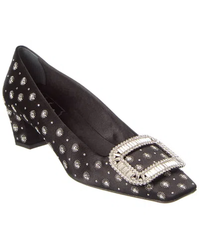 Roger Vivier Mini Strass Satin Pump In Black