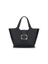 Roger Vivier Mini Tote Bag With Iconic Gold Buckle In Black